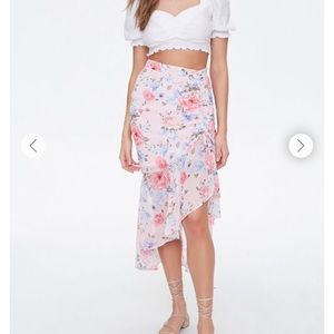 Purple floral high low skirt